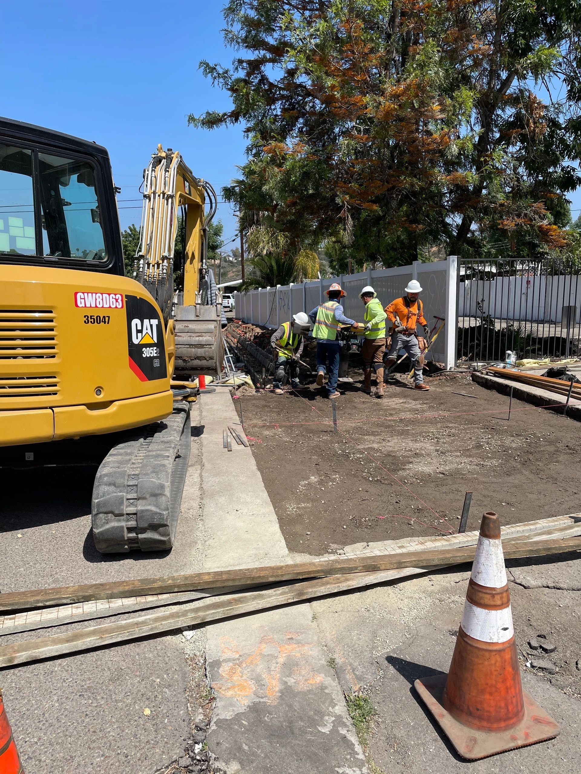 Construction excavator on site